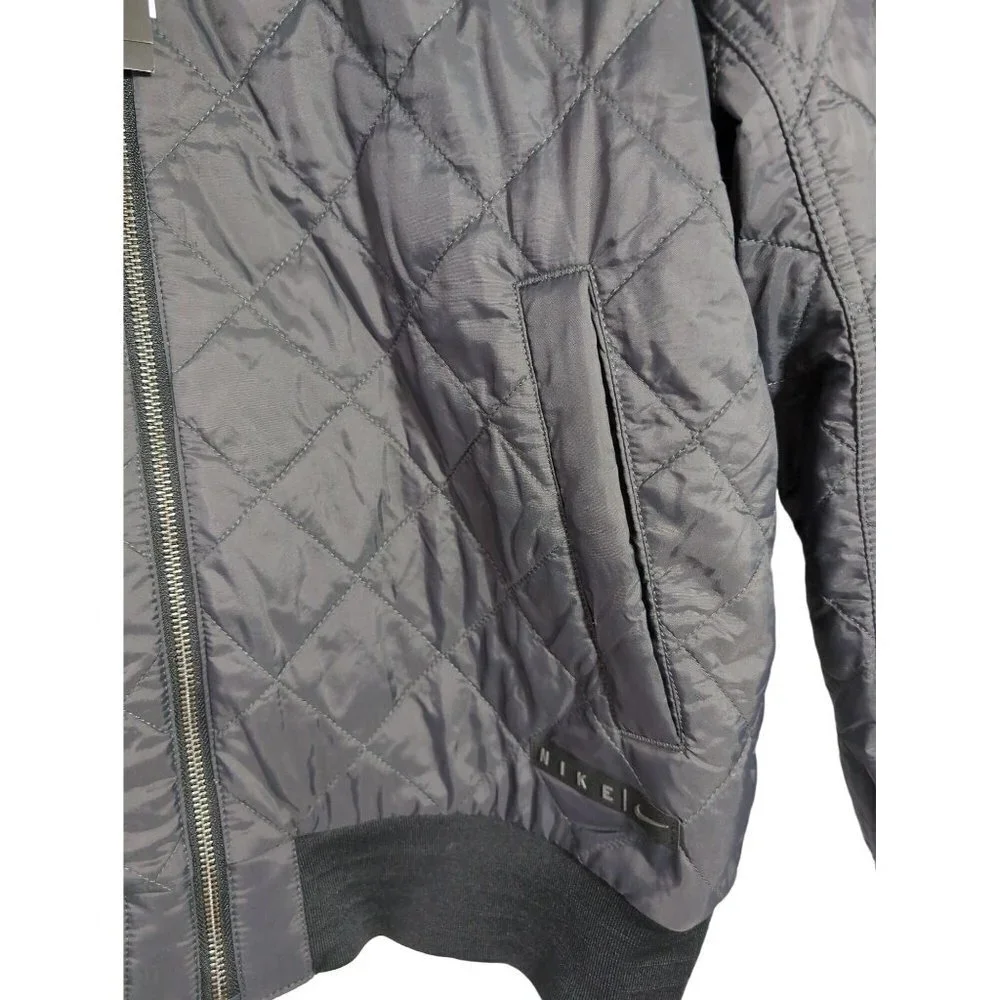 NIke Reversible Bomber Jacket Womens M‎ Black Loose Fit Full Zip